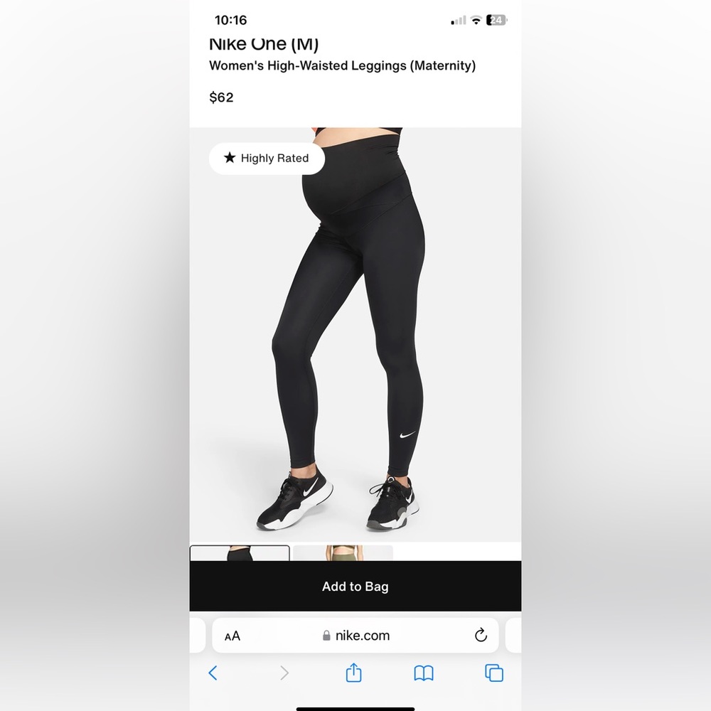 Nike One maternity leggings, size small (short), like new